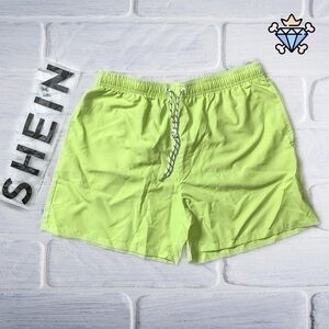 SHEIN X MEN NEON YELLOW SWIM SHORTS SIZE MEDIUM UNISEX SWIMWEAR BOARD SHORTS